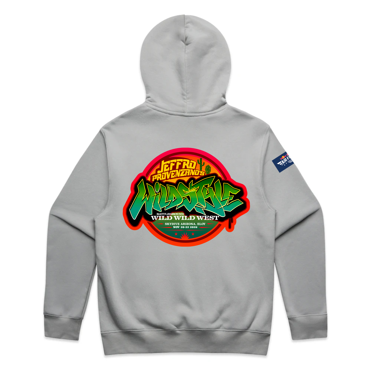 Back of gray NamaFly x Wildstyle hoodie
