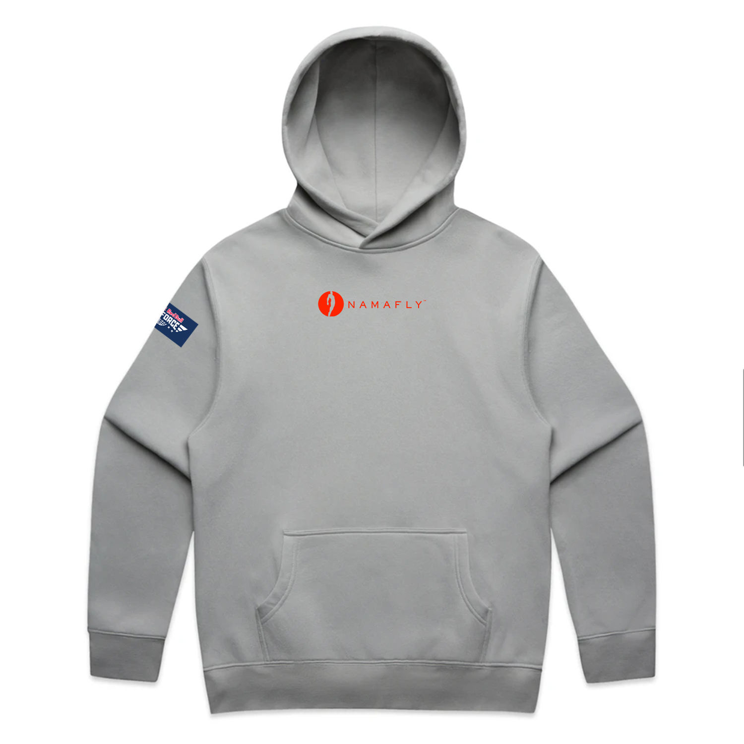 Front of gray NamaFly x Wildstyle hoodie